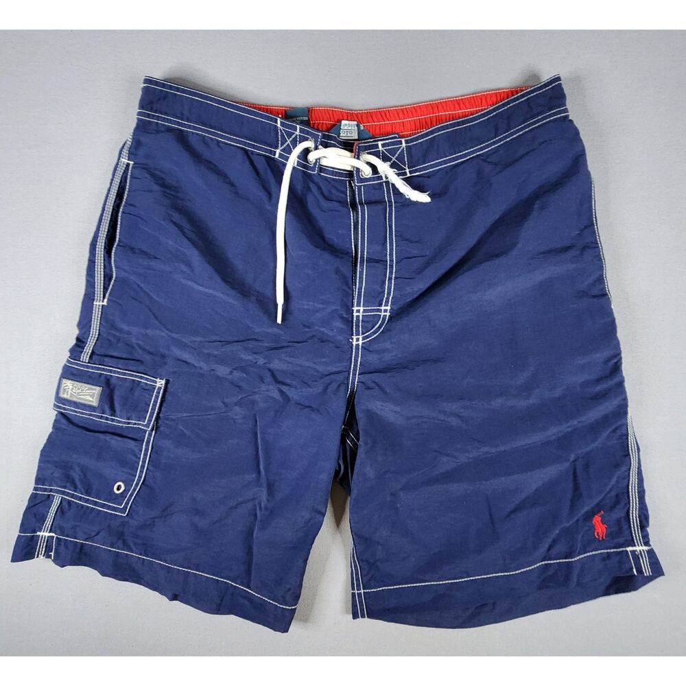Vintage Polo Ralph Lauren Swimwear Mens Medium Navy Blue, mesh lining board logo